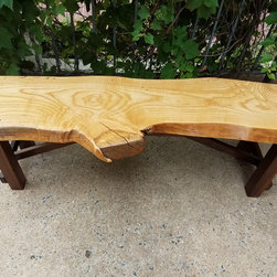 Rustic Oak Bench - Live Edge Natural Wood - Accent And Storage Benches