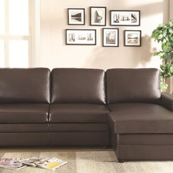 Coaster 503870 Gus Brown Sectional Sofa with Pull Out Bed and Storage - Living Room Furniture Sets