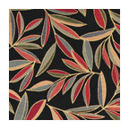 Red, Blue and Orange, Foliage Leaves Contemporary Upholstery Fabric By The Yard