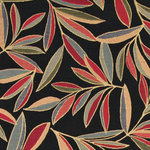 Red, Blue and Orange, Foliage Leaves Contemporary Upholstery Fabric By The Yard - This contemporary upholstery jacquard fabric is great for all indoor uses. This material is uniquely designed and durable. If you want your furniture to be vibrant, this is the perfect fabric!