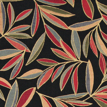 Red, Blue and Orange, Foliage Leaves Contemporary Upholstery Fabric By The Yard