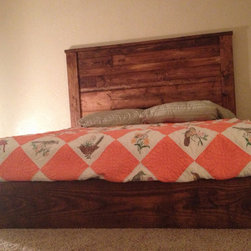 Rustic Style Platform Bed / Headboard - Beds