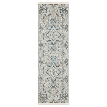 Nourison Geneva French Country Bordered Grey/Blue Area Rug