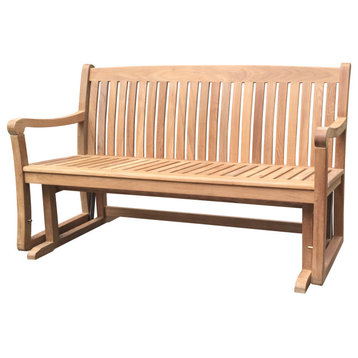 Classic Gliding Teak Outdoor Bench, Natural, 5'