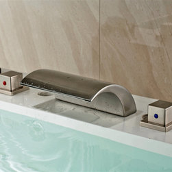 Caracas Deck Mounted Two Handled Waterfall Bathtub LED Faucet - Bathtub Faucets