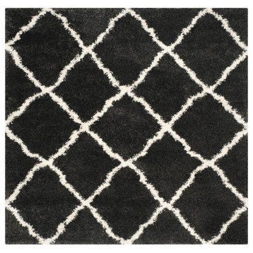 Safavieh Belize Shag Collection SGB489 Rug, Charcoal/Ivory, 6'7" Square