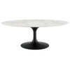 Modway Lippa 48" Oval Artificial Marble and Metal Coffee Table in Black/White