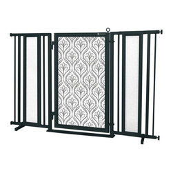 Fusion Gates - 60"-65" Black Fusion Gate with Satin Harvest Design - Dog Gates