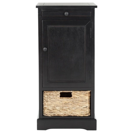 Safavieh Raven Tall Storage Unit, Distressed Black