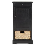 Safavieh - Safavieh Raven Tall Storage Unit, Distressed Black - Relaxed and casual, the Raven storage unit in pine with distressed black finish has an easygoing appeal that's perfect for a country casual style. With a roomy cabinet and one pull out woven basket, Raven makes stashing remotes, CDs and magazines a breeze.