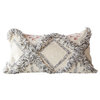 Wool Cream Kilim Pillow With Gray Fringe Accents