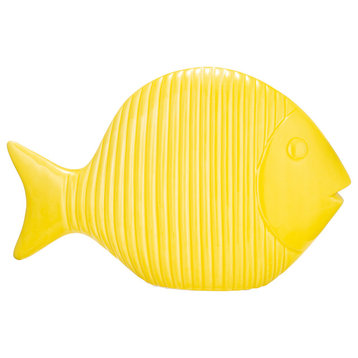 Ceramic 16", V Striped Fish, Yellow