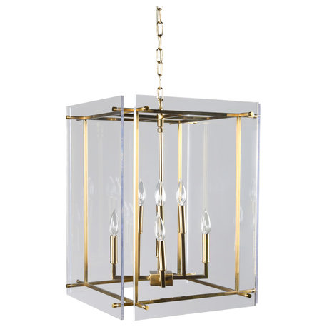 Kosas Home Lena 8-Light Iron Metal and Acrylic Geometric Chandelier in Gold