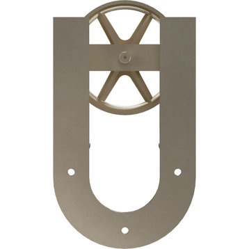 Premium Wagon Wheel Horseshoe Roller Hanger/Bolts for Barn Door, White Bronze