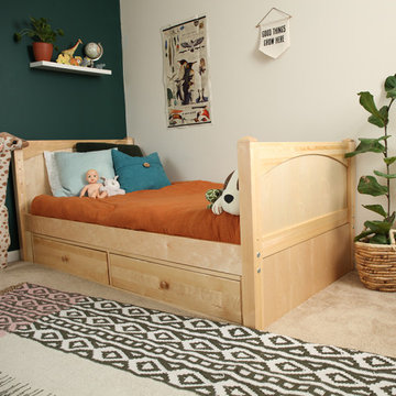 Natural Classic Twin bed with Guardrail and Trundle