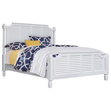 Sunset Trading Tropical Shutter Coastal Wood King Bed in White