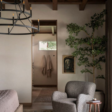 Antique Elm Beams in Interlachen Modern Lakehouse Benroom