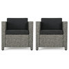 GDF Studio Pueblo Outdoor Wicker Club Chair, s With Water Resistant Cushions, Mixed Black/Dark Gray, Set of 2