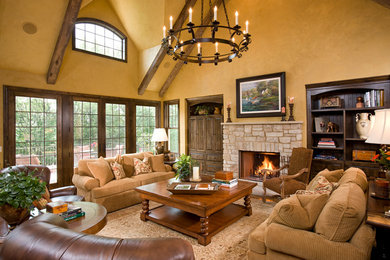 Living room - rustic living room idea in Minneapolis