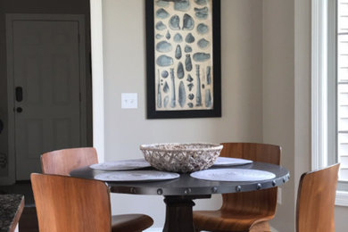 Inspiration for a mid-sized transitional dark wood floor and brown floor kitchen/dining room combo remodel in Cleveland