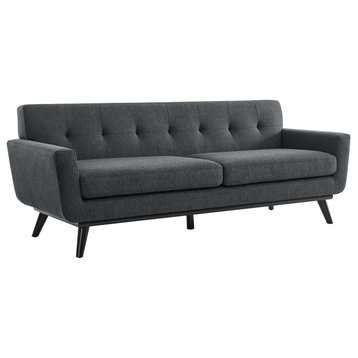 Engage Herringbone Fabric Sofa, Charcoal