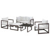 Fortuna 6-Piece Outdoor Aluminum Sectional Sofa Set, Brown White