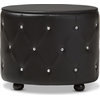 Davina Hollywood Glamour Oval 2-Drawer Faux Leather Upholstery Nightstand, Black