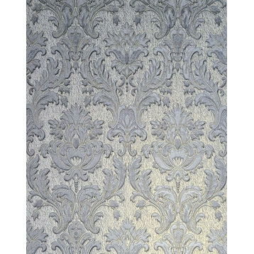 Gray silver gold Metallic foil victorian damask Wallpaper, 8.5'' X 11'' Sample