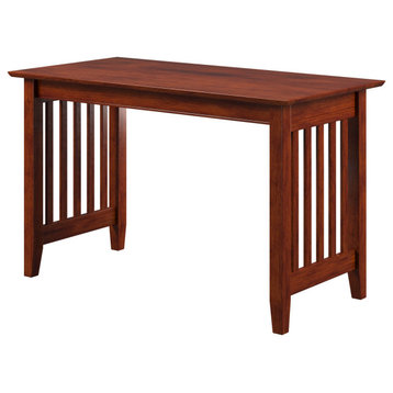 Traditional Desk, Hardwood Legs With Rectangular Table Top, Walnut