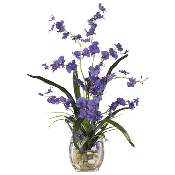 Dancing Lady Orchid Liquid Illusion Silk Flower Arrangement, Purple