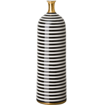 Siena Stripe Bottle, Black, White, Gold