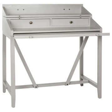 Industrial Rustic Convertible Desk, Pine Frame With Pull Out Tray, Quartz Gray