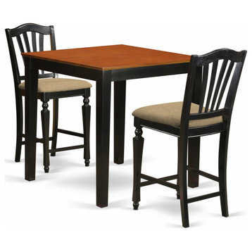 3-Piece Pub Table Set, High Top Table and 2 Kitchen Chairs.