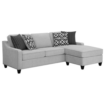 Coaster Luanne Transitional Chenille Upholstered Cushion Back Sectional in Gray