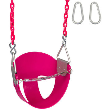 High-Back Half-Bucket Swing Seat With Coated Chain, 5.5', Pink