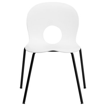 Hercules Series 770 lb. Capacity Plastic Stack Chair WithBlack Frame, White