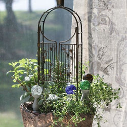 Miniature Fairy Garden with Wire Arbor - Outdoor Decor