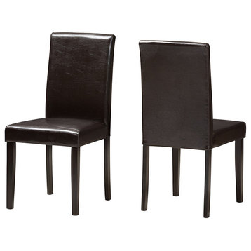 Mia Modern Dark Brown Faux Leather Upholstered Dining Chair, Set of 2