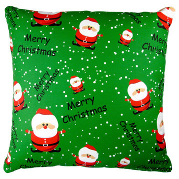Artisan Pillows 17-inch Christmas Merry Christmas Santa Claus Green Throw Pillow