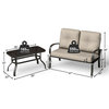 Costway 2 Pcs Patio Outdoor LoveSeat Coffee Table Set Furniture Bench W/Cushion