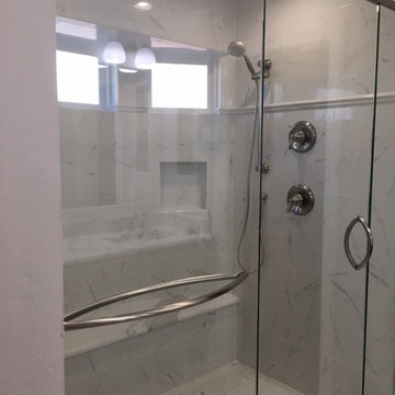 New walk in shower. Notice smaller windows