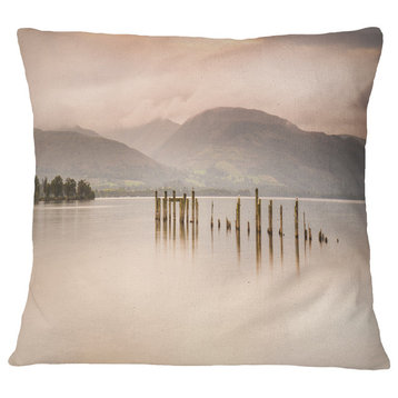 Loch Lomond Jetty And Mountains Landscape Printed Throw Pillow, 16"x16"