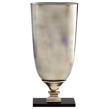 Large Chalice Vase in Nickel And Verdi Platinum Glass
