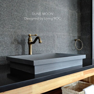 Concrete Gray Basalt Stone Vessel Sink 24"x16" - DUNE MOON