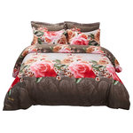 Dolce Mela - Duvet Cover Set, 6-Piece Fitted Sheet Bedding Set in Gift Pack, King - Bring a whole new look to your bedroom with this vibrant Rose Medley design.