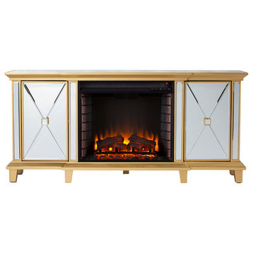 Tinturn Mirrored Electric Fireplace Gold