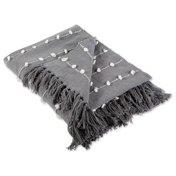 DII 60x50" Modern Cotton Durable Woven Loop Throw in Gray/White
