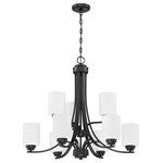 Craftmade - Bolden 9-Light Transitional Chandelier in Flat Black - Bold clean lines with your choice of clear seeded or white frosted glass shades complement the graceful shapes of the Bolden collection setting the stage for a look that is luxurious and effortless.  This light requires 9 , . Watt Bulbs (Not Included) UL Certified.