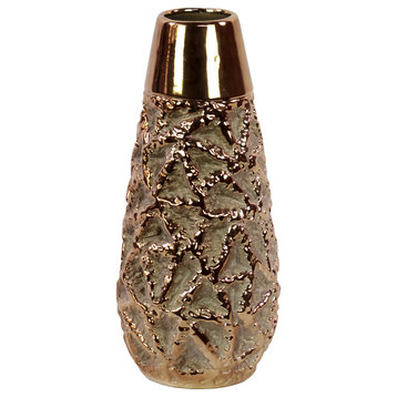 Gold Ceramic Vase With Embossed Crumpled Design