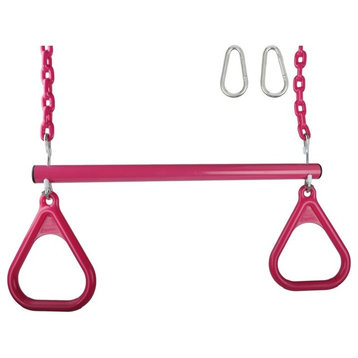 Swing Set Stuff Inc. Trapeze Bar with Rings and Coated Chain Pink